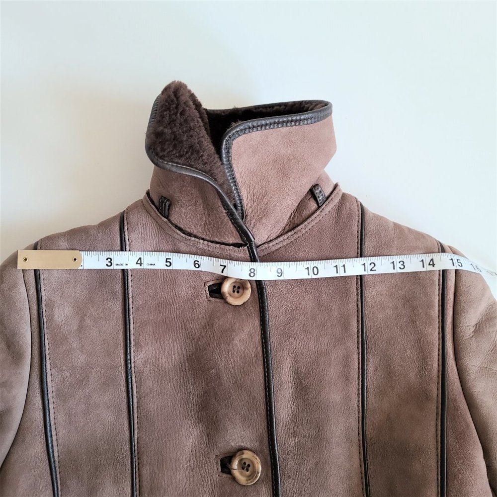 Real shearling/sheepskin Leather Attic Vintage long coat with leather details. - Picture 12 of 16